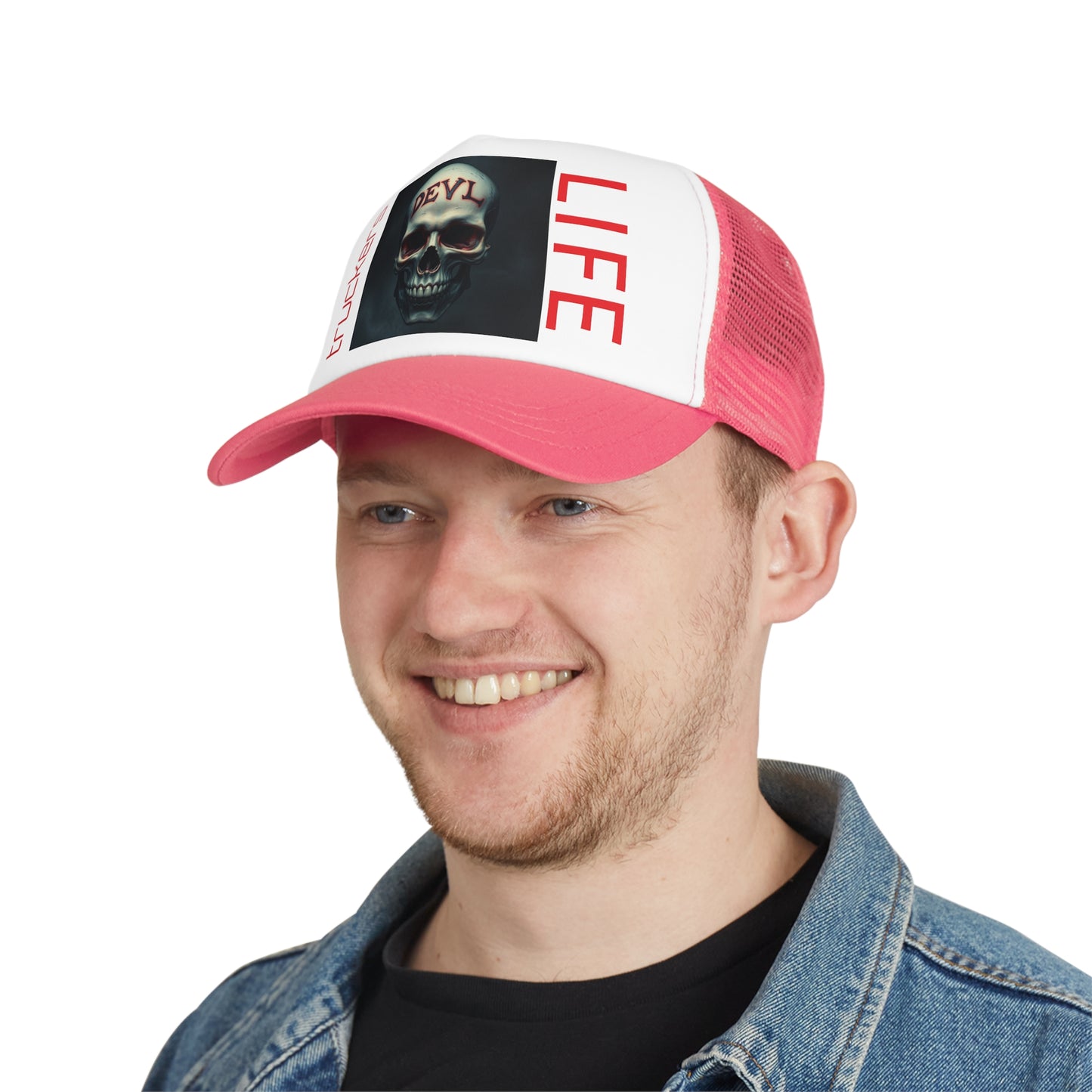Rebel Truckers Mesh Cap, Skull Trucker Hat, Devil Life Cap, Outdoor Gear, Gift for Truck Drivers