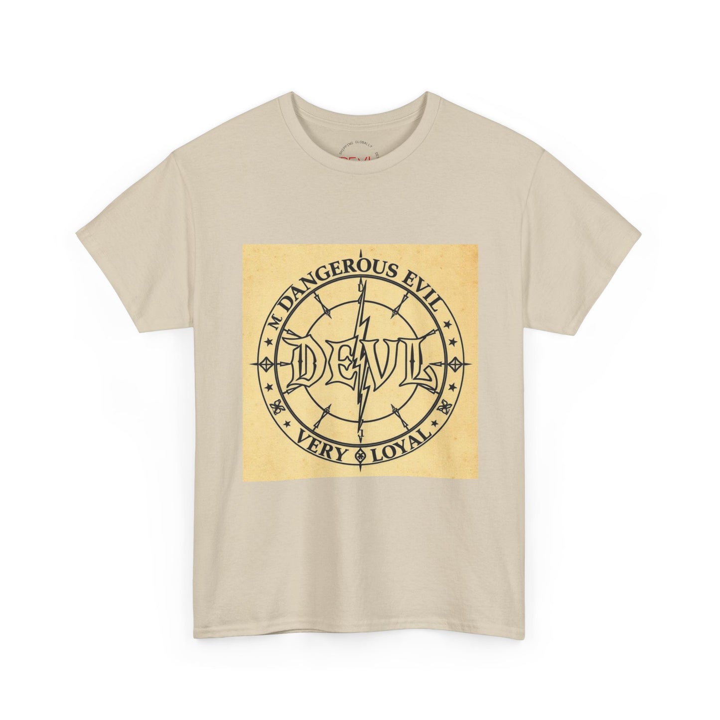 Devil Compass Tee - Unisex Heavy Cotton T-Shirt, Edgy Graphic Tee, Unique Gift, Streetwear Style, Casual Outfit, Halloween Apparel