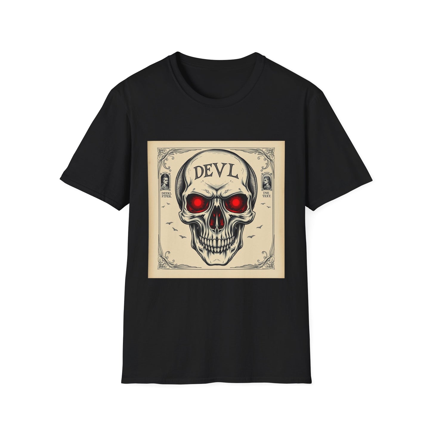 Devil Skull T-Shirt | Unisex Softstyle Tee, Graphic Tee, Cool Casual Wear, Perfect Gift for Occasions, Art Print Shirt, Trendy Apparel