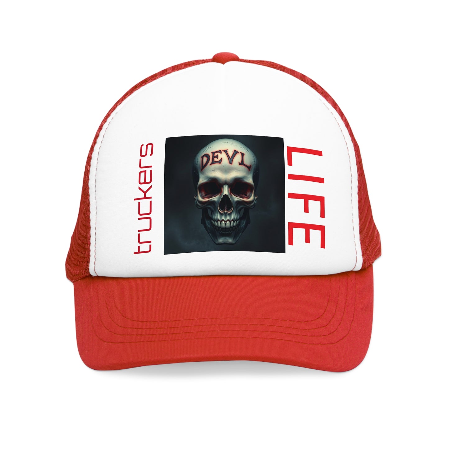 Rebel Truckers Mesh Cap, Skull Trucker Hat, Devil Life Cap, Outdoor Gear, Gift for Truck Drivers