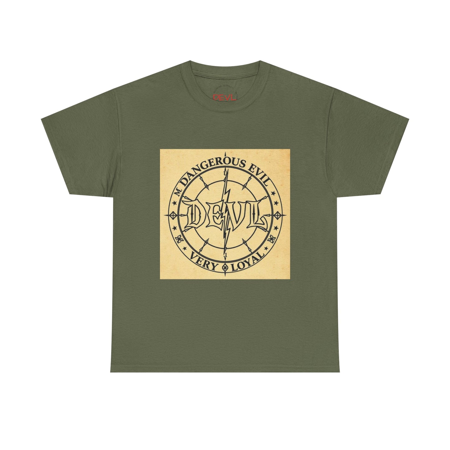 Devil Compass Tee - Unisex Heavy Cotton T-Shirt, Edgy Graphic Tee, Unique Gift, Streetwear Style, Casual Outfit, Halloween Apparel