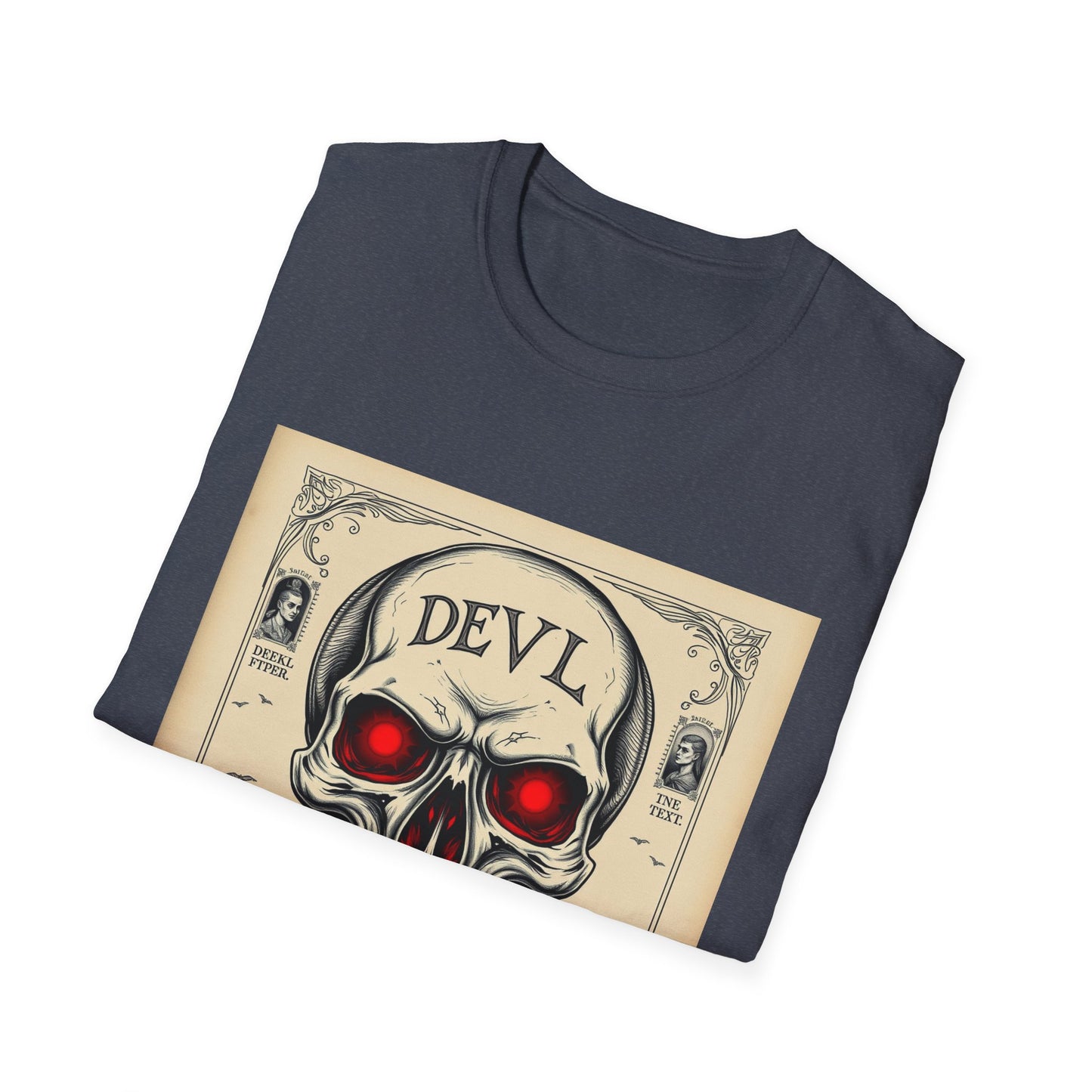 Devil Skull T-Shirt | Unisex Softstyle Tee, Graphic Tee, Cool Casual Wear, Perfect Gift for Occasions, Art Print Shirt, Trendy Apparel
